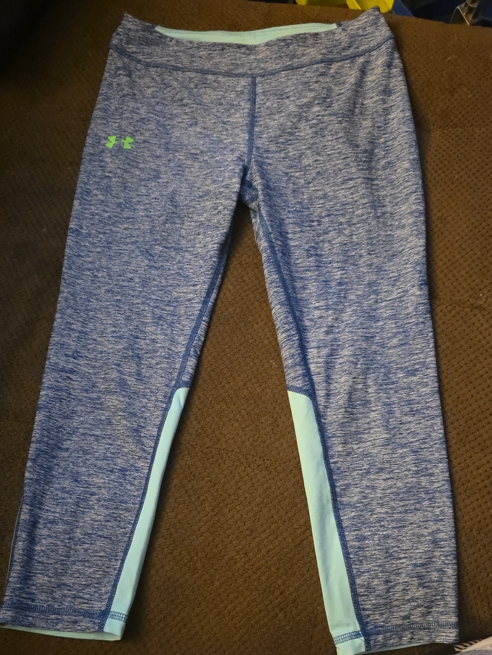 Under Armour Girls' Blue Performance Leggings with Mint Accents
